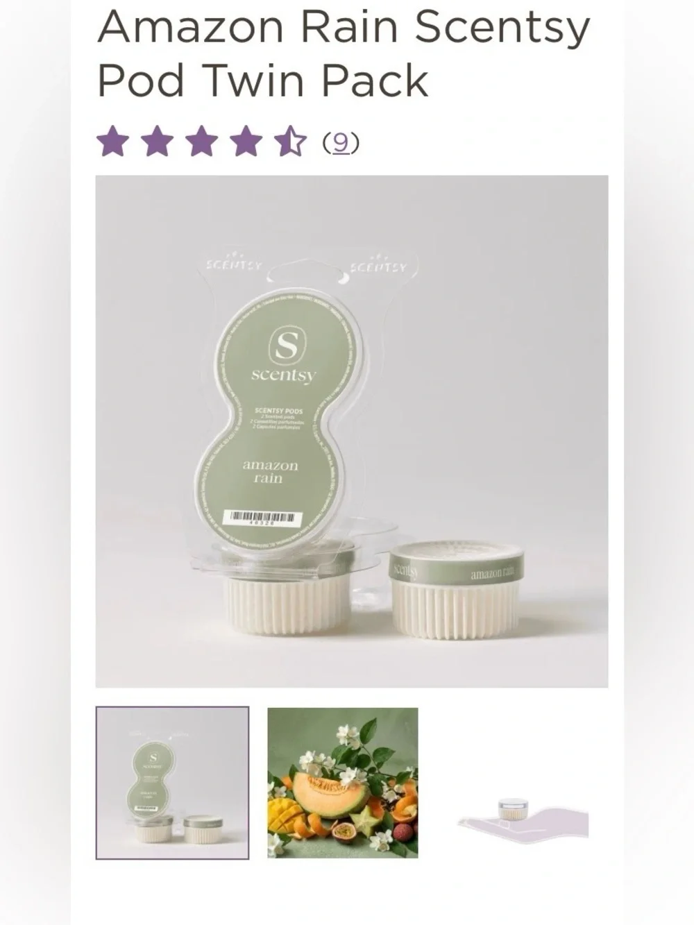 Scentsy Set of 2 White Wall Fragrance Diffusers & 2 Amazon Rain Fragrance Pods